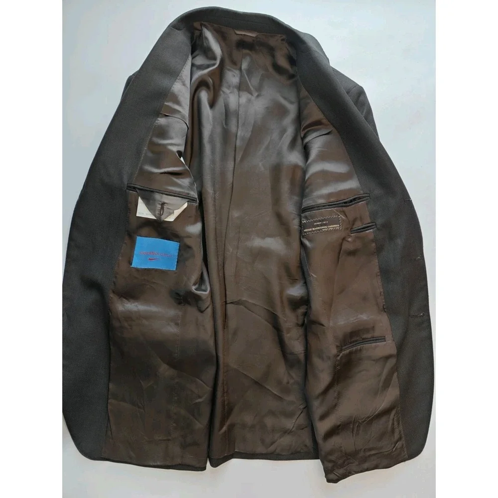 Corallo Rosso Mens Super 110s Sport Coat 40R Brown Birdseye Italy 3 Button G805